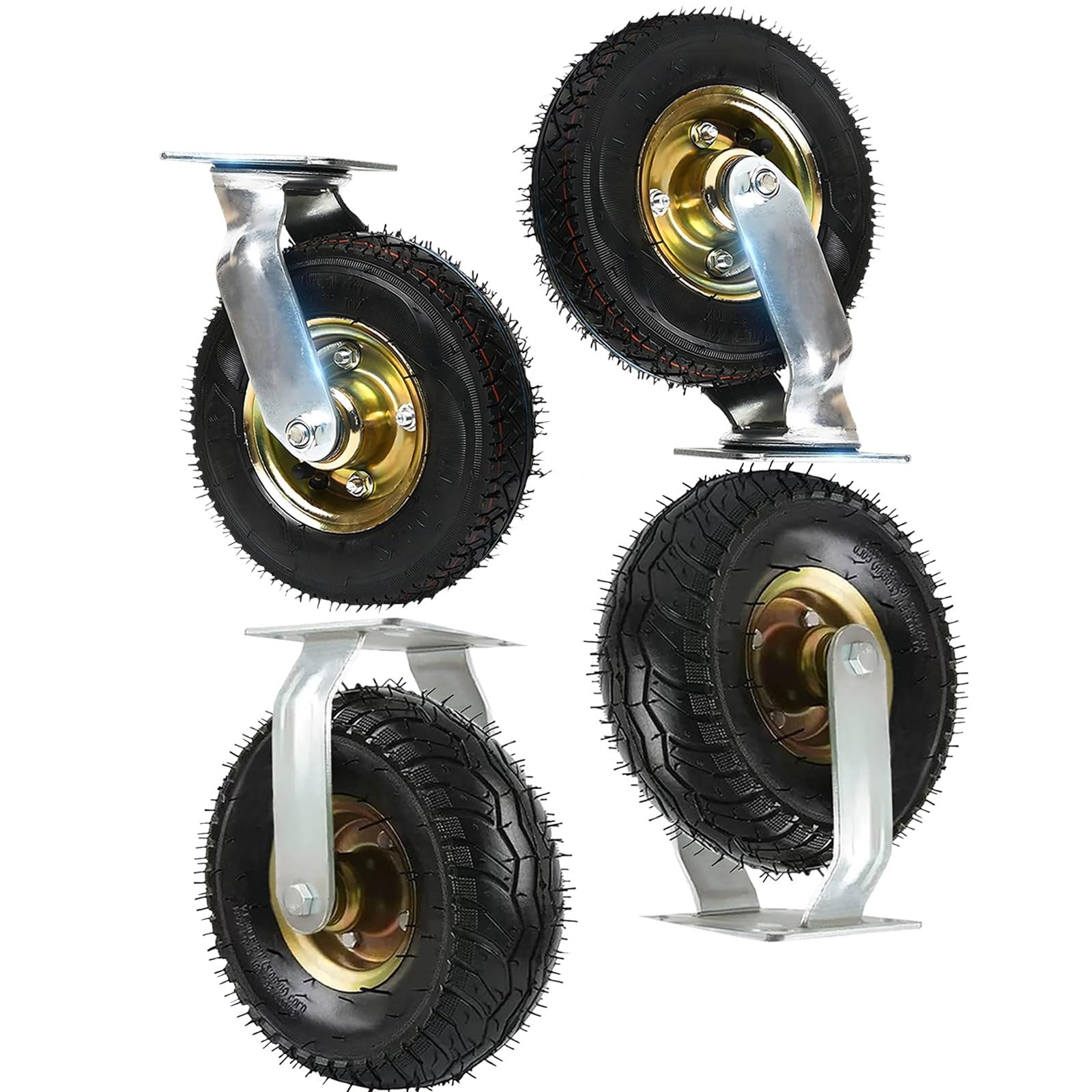 MXXQRHF Heavy Duty Industrial Casters Set 2 Swivel & 2 Fixed Casters with Ball Bearings for Workbench Trolley and Furniture Transport Durable Replacement Wheels