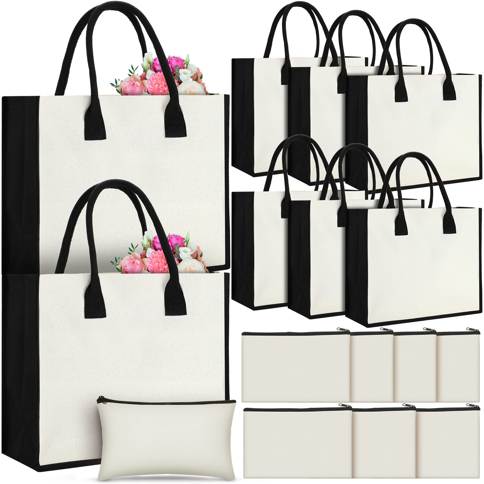 Reginary 16 Pcs Large Sublimation Tote Bags Bulk Makeup Bag Canvas Beach Tote Blank Reusable Grocery for DIY Craft Wedding