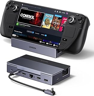 UGREEN Steam Deck Dock with HDMI 4K@120Hz, Adjustable Docking Station with 5Gbps USB A and USB C 3.0, 100W PD Charging, 1Gbps Ethernet, Compatible with Steam Deck, ROG Ally, Legion Go and more