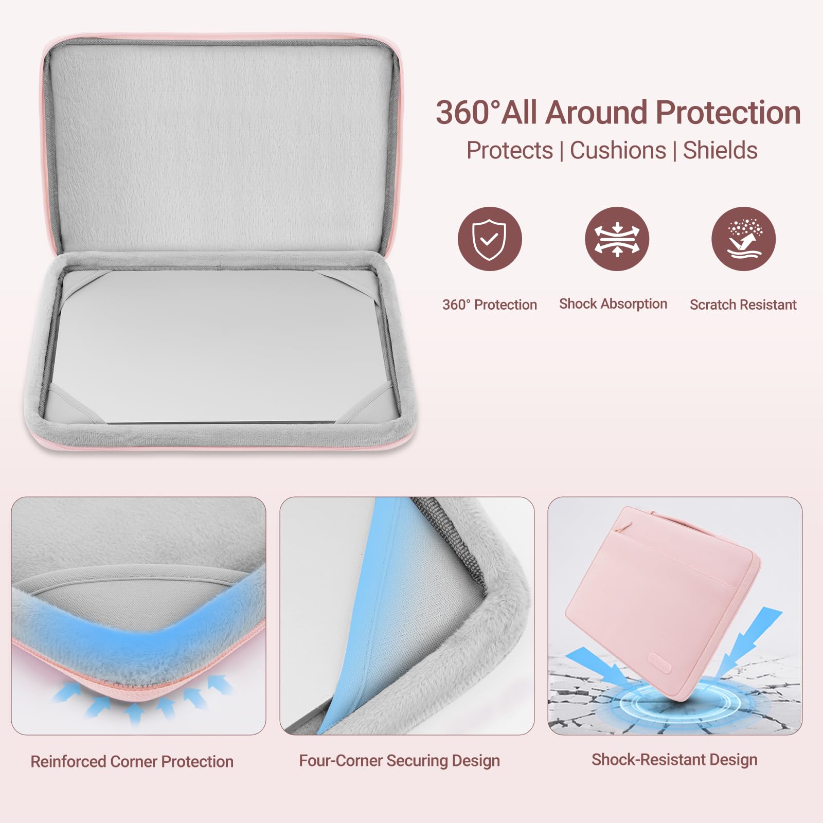 MOSISO Kompatible mit MacBook Neo 13 Zoll Hülle mit A18 Pro Chip 2026 A3404, 5-in-1 Kratzfest Hartschale Schutzhülle&Laptoptasche&Tastaturschutz&Displayschutzfolie&Webcam Abdeckung, Rosa