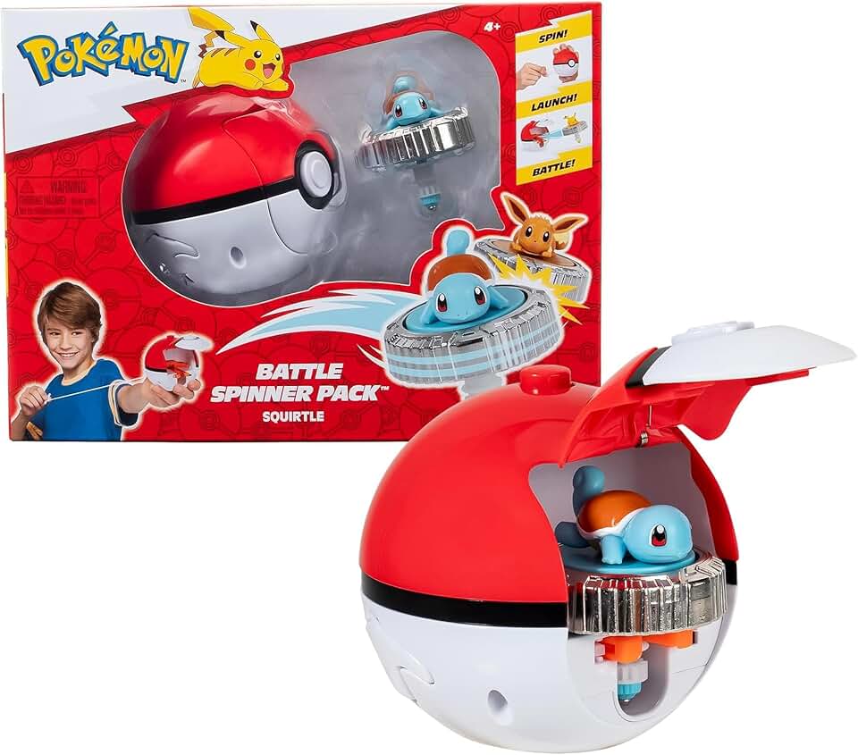 Pokemon Battle Spinning Top and Poke Ball Launcher| Squirtle