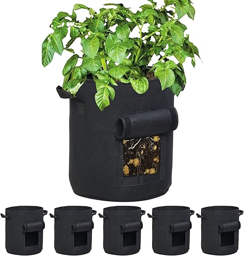 Paquete de 3 bolsas de cultivo de plantas de 15 galones, macetas de tela de aireación no tejida de color verde con macetas de jardín con asas para