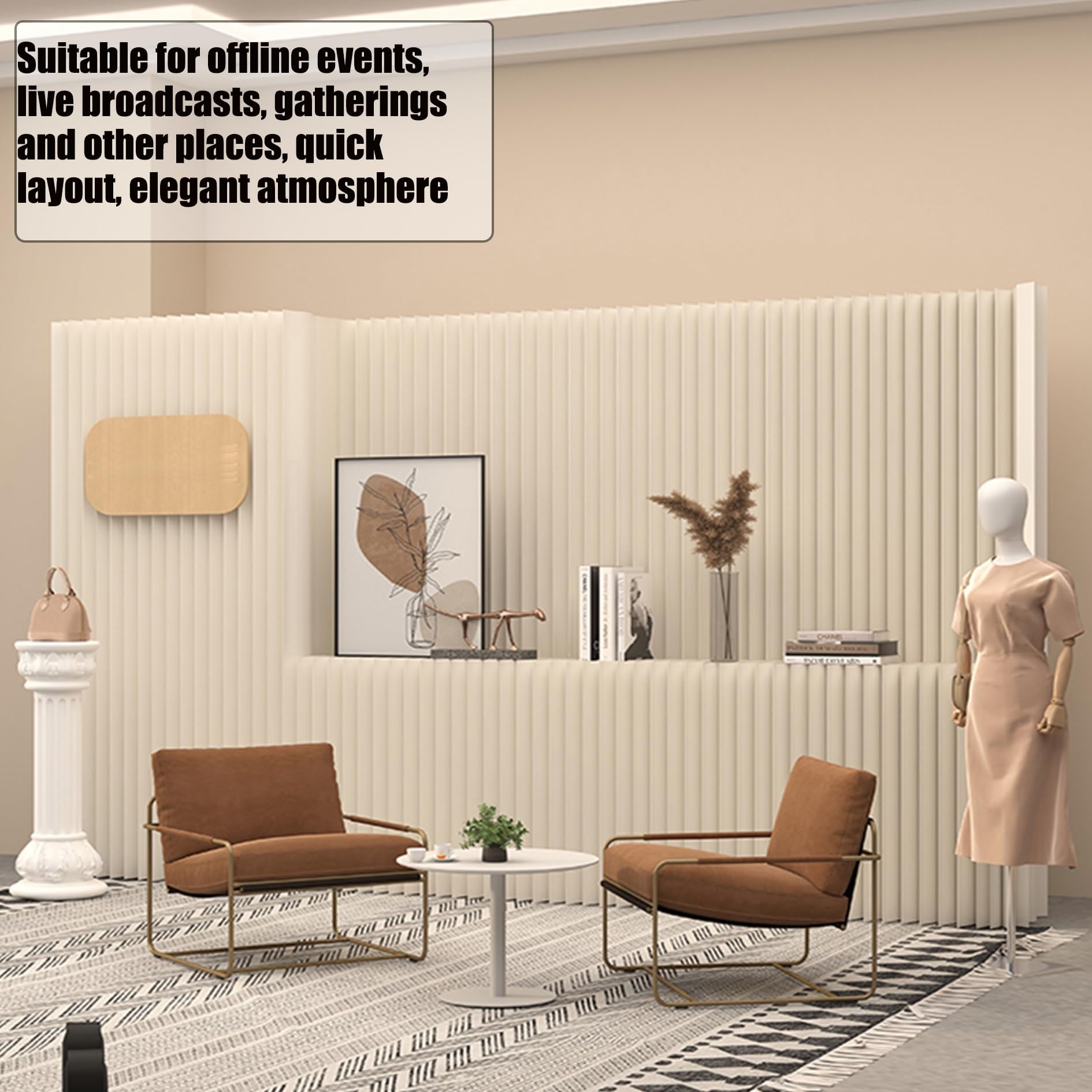 Paravent de séparation pliable en papier – Grande cloison rétractable pour une séparation élégante de la pièce et une amélioration de la décoration intérieure, parfait pour la maison et le bureau