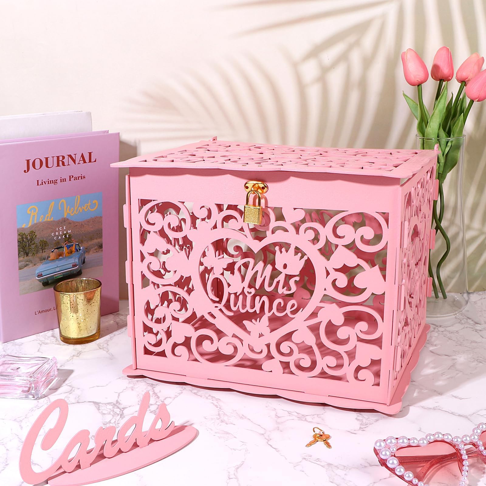 天野月子 15th Anniversary Record Box Amazon.com: FIONUPI Quinceañera Card Box with Lock Wooden Mis