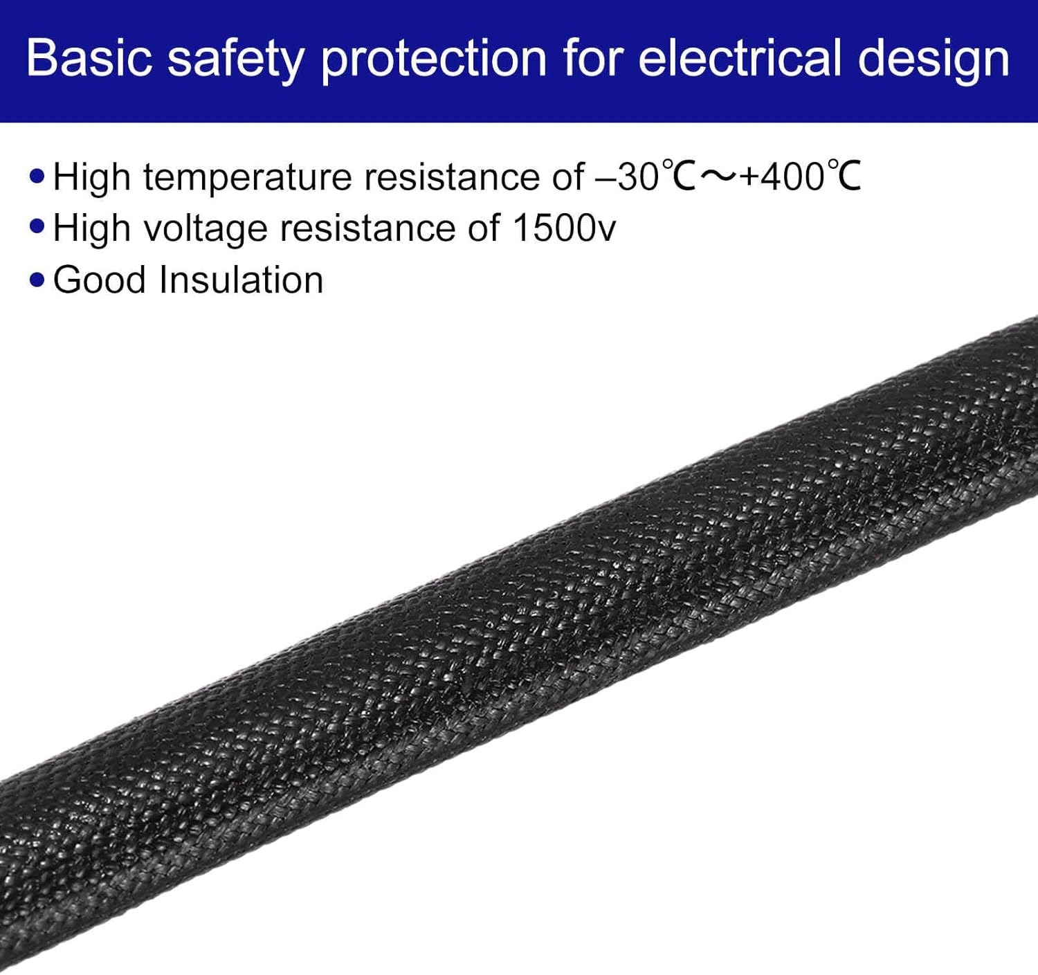 MECCANIXITY 3Pcs Wire Insulation Braid Fire Sleeve,16.4Ft-10mm ID Black, High Temp Silicone Coated Fiberglass Sleeving for Automotive Hose Lines Electrical Wiring