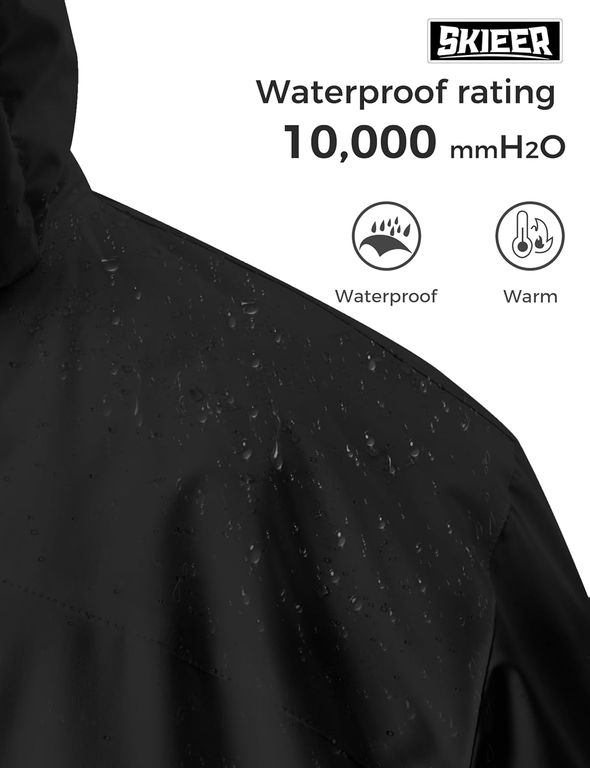 Skieer Men's Plus Size Waterproof Ski Jacket Big&Tall Warm Winter Coat with Hood