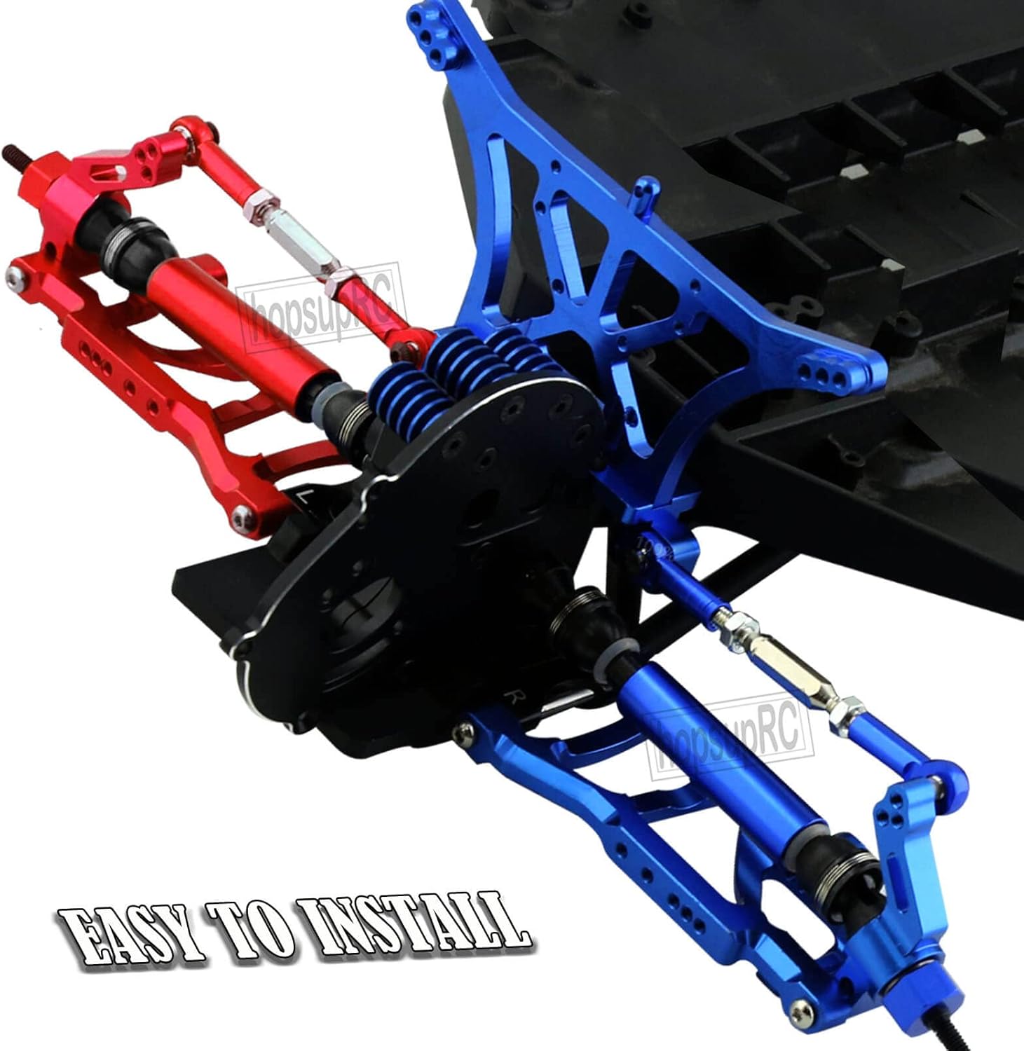 RC Alloy Front Rear Suspension Arm Upgrades Part for 1/10 Rusltler 2WD VXL,Caster Block,Steering Blocks,Rear Stub Axle Carriers,Shock Tower,Steering Bellcranks,Front Bulkhead,Blue