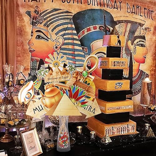 Miniatura 6 de Accesorios para cabina de fotos del antiguo Egipto, 28 piezas de accesorios para cabina de fotos del antiguo Egipto, decoraciones de fiesta de