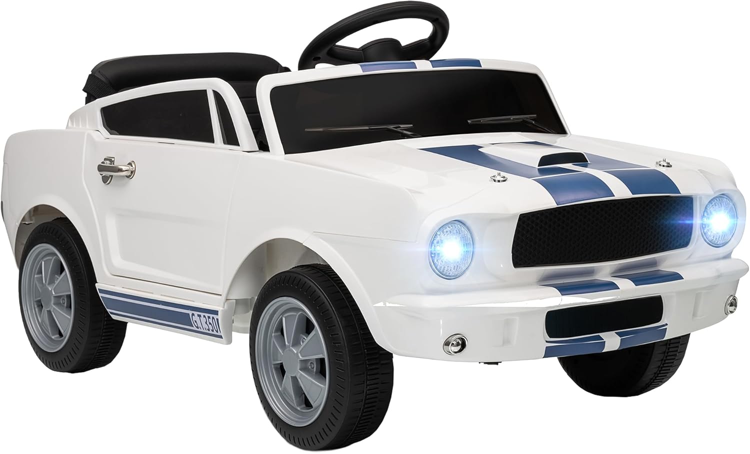 Qaba Licensed Ford Shelby GT 350 Kids Ride On Car, 12V Battery Powered Electric Car with Remote Control, Rear Suspension, Adjustable Speed, MP3, Smooth Start, LED Lights for Kids Ages 3-6, White