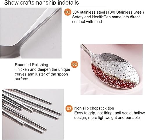 Miniatura 2 de SENIDIKE Lindo juego de cubiertos, juego de vajilla con mango de cerámica de la serie animal, accesorios de cocina, juegos de viaje de campamento,