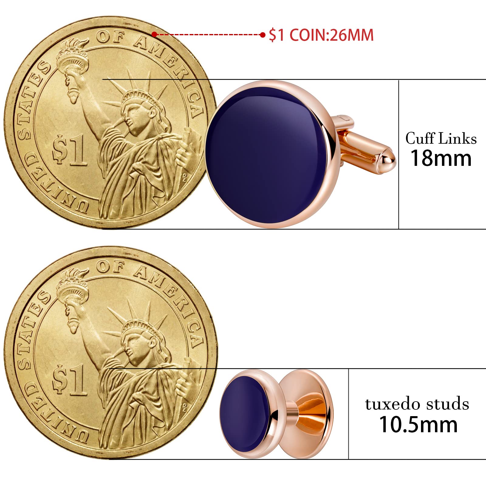 HAWSON Clous et boutons de manchette personnalisés pour chemise de smoking pour homme (2+4/2+6)