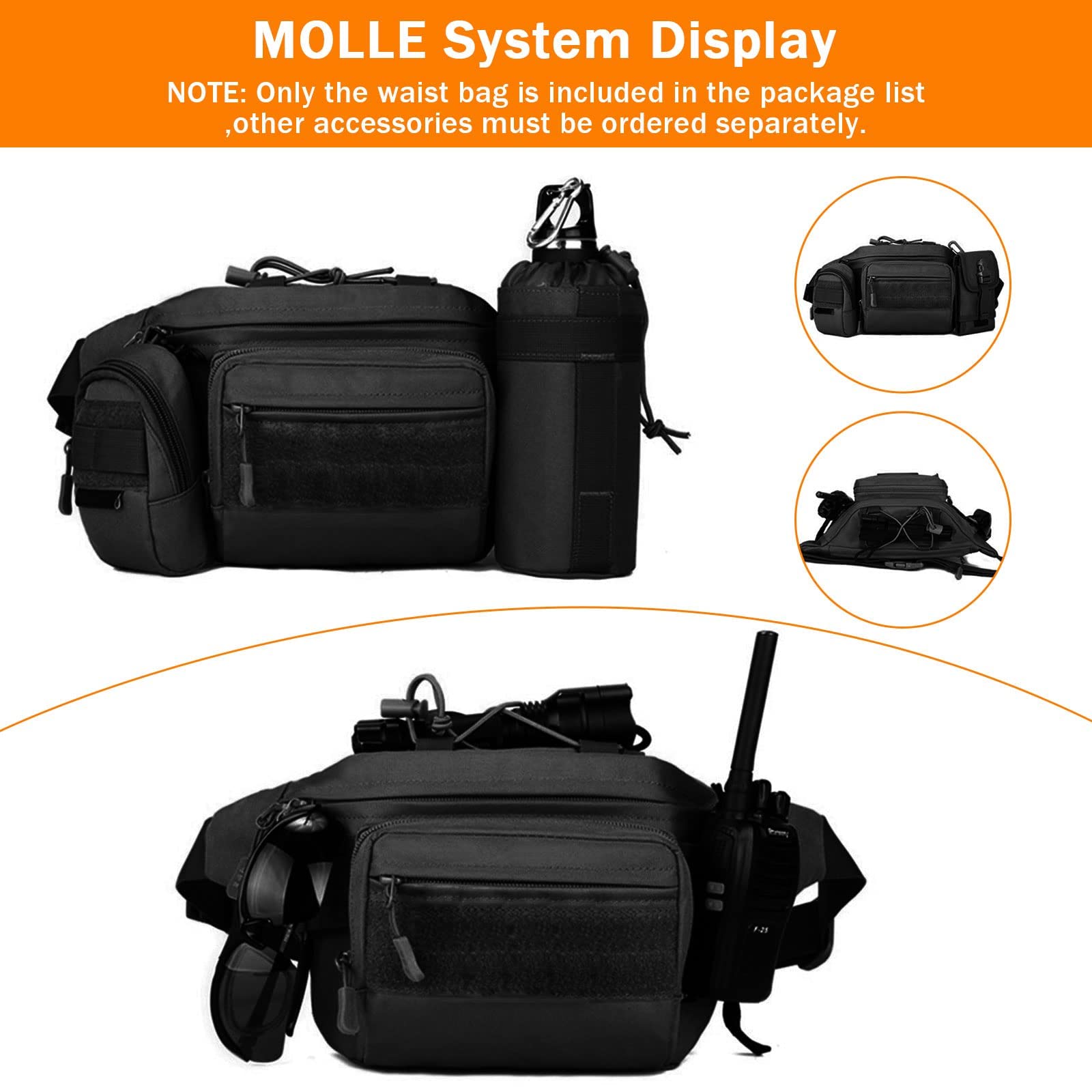 Huntvp Marsupio Uomo Sportivo, Borsetta a Tracolla Militare Borsa per Campeggio Escursionismo Ciclismo Viaggio Trekking Porta Smartphone Chiave Denaro
