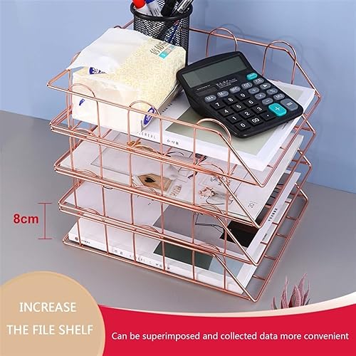 Miniatura 5 de Soporte para revistas organizador de escritorio apilable de metal bandeja organizadora de archivos de escritorio bandeja de documentos adornos de