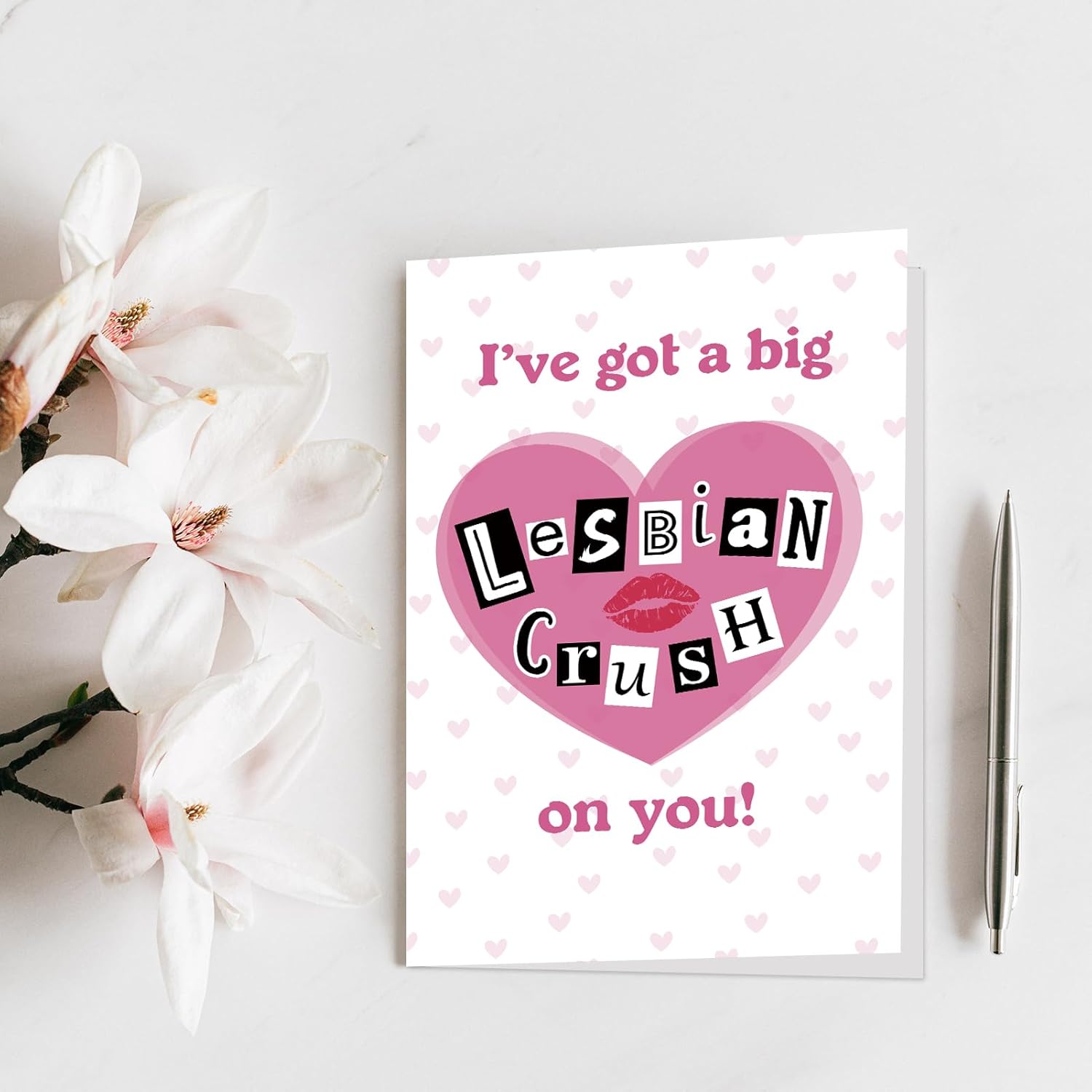 Qiliji Funny Lesbian Valentine's Day Card, Valentine's Day Card for Lesbian Couple, LGBTQ Love Valentines Day Card for Her, Galentine's Day Card for Women Lady, I Got A Big Lesbian Crush On You Card - Image 7