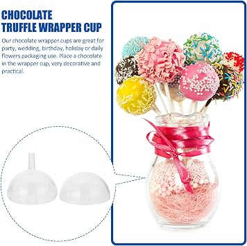 EXCEART Clear Chocolate Truffle Holders Plastic Cups with Lid 2.2 Inch Candy Wrappers for Valentines Day Wedding Party Packaging 25Pcs