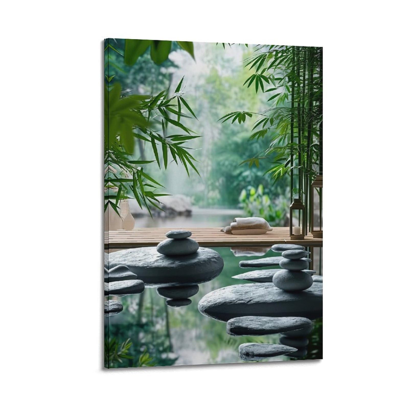 CPGLJD Zen Stones Poster Yoga Meditation Water Stone Pyramid Poster Decorative Painting Canvas Wall Posters And Art Picture Print Modern Family Bedroom Decor Posters 20x30inch(50x75cm)