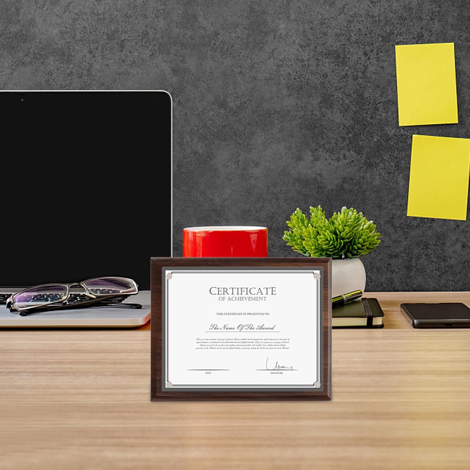 VICASKY Wooden Certificate Document Frame Walnut A4 280x210mm Horizontal and Vertical Photo Holder Practical Acrylic Picture Frame for Home Office Display