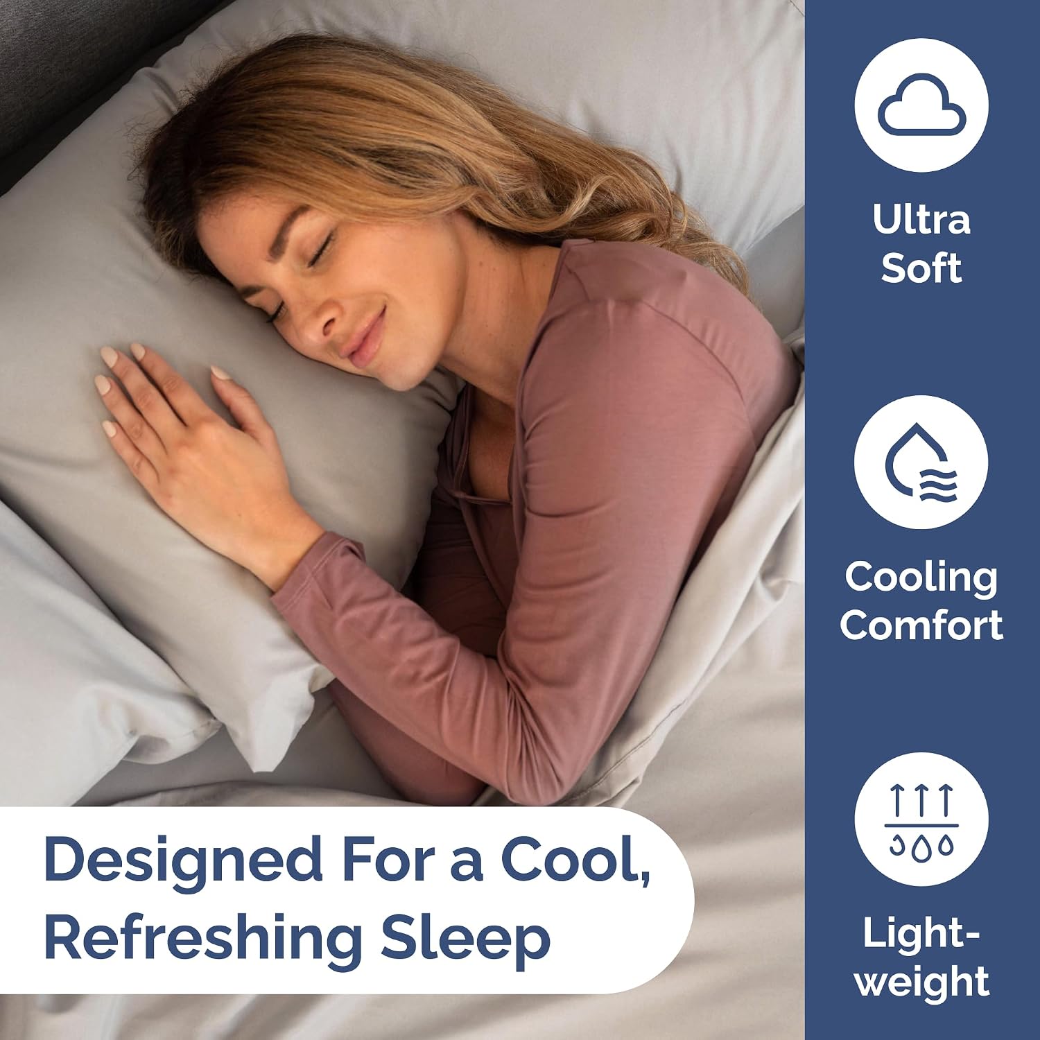 Lightweight 4 Piece Bed Sheet Set King Size - Cooling Sheets for Hot Sleepers - Breathable Bedding Set w/ 8-16 Inch Deep Pockets - 1 Flat & 1 Fitted & 2 Pillowcases - Wrinkle Resistant - Light Grey