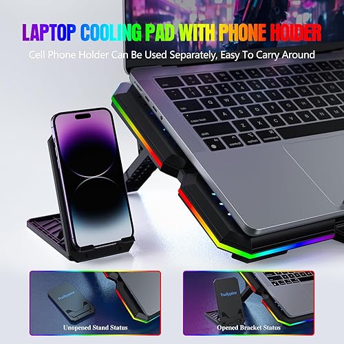 Miniatura 5 de Almohadilla de enfriamiento para laptop, enfriador de laptop para juegos con 10 ventiladores silenciosos, soporte de refrigeración de computadora