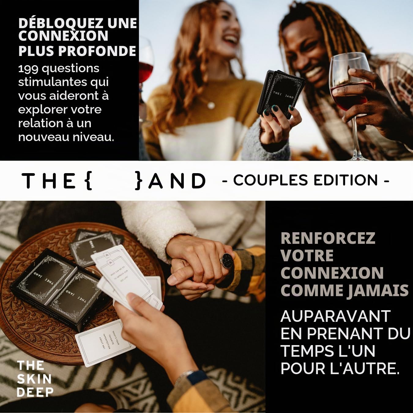 {THE AND} Édition Couples – 199 cartes de conversation significatives pour couples – Questions pour approfondir la connexion et construire des relations – Jeu de cartes pour couples intimes et