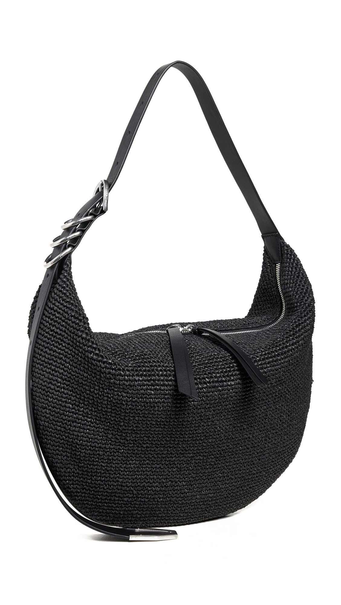 rag & bone Women's Spire Hobo Straw Bag, Black, One Size