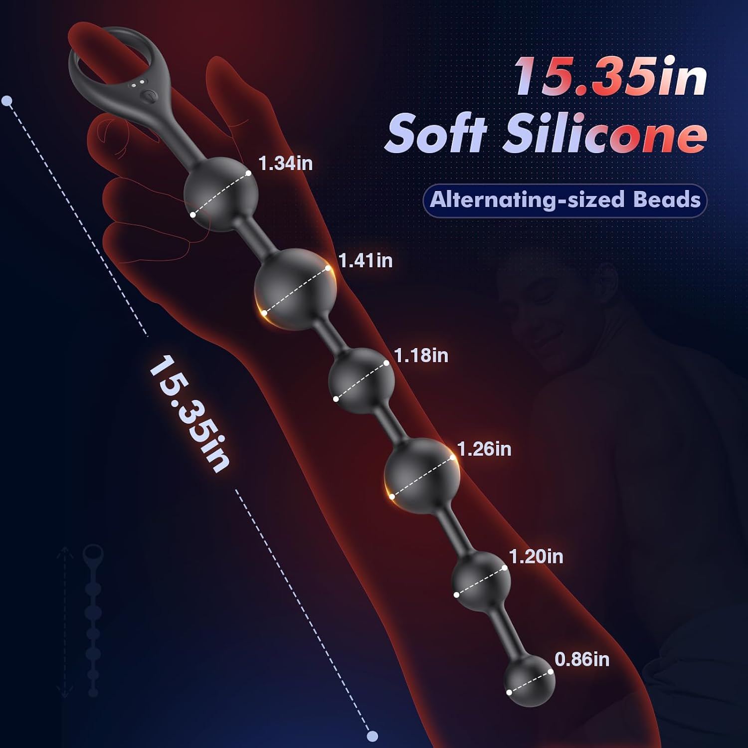 BEISAR 15.35" Anal Vibrator Butt Plug - Alternating-Sized Anal Beads Prostate Massager with APP, Liquid Silicone Anal Toys with 10 Vibration Modes Anal Plug Waterproof Male Sex Toys for Men Women