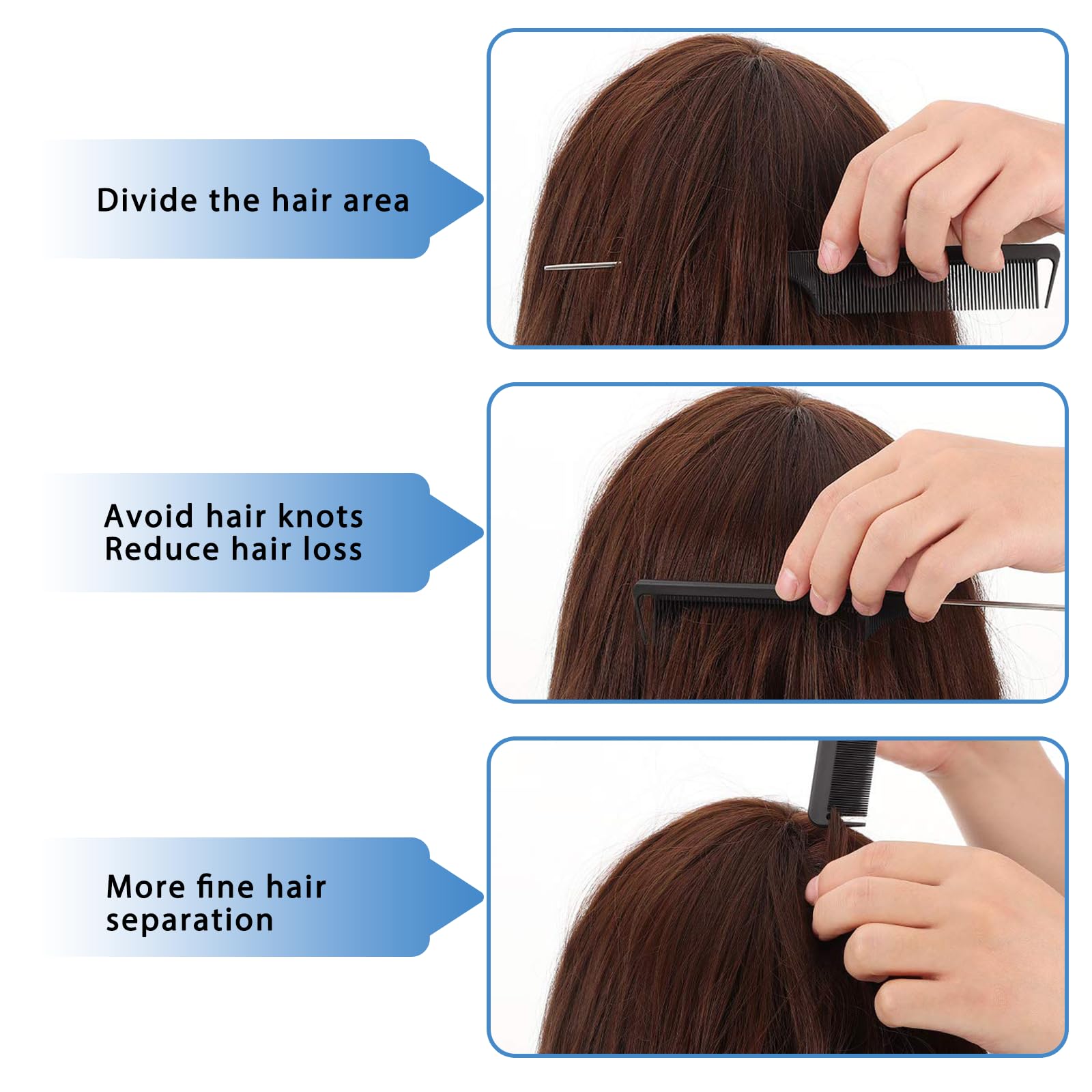 36 peines de cola de rata para mujer, peine de dientes finos para trenzar el cabello, peine con púa de metal, resistente al calor, para prensar, recoger y teñir el tipo de cabello, peluquería en casa.