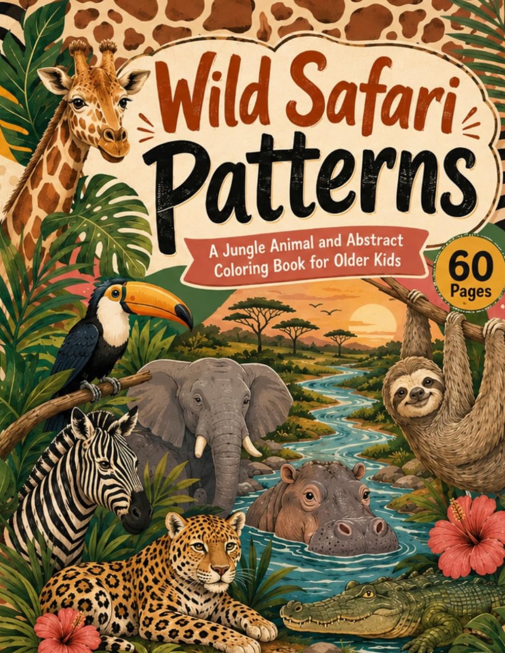 Wild Safari Patterns: A Jungle Animal and Abstract Coloring Book for Older Kids
