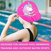 Vista 22 de Gorros de natación para niñas (de 2 a 6 años), gorro de natación de silicona impermeable duradero para cabello corto con gafas de natación, tapón