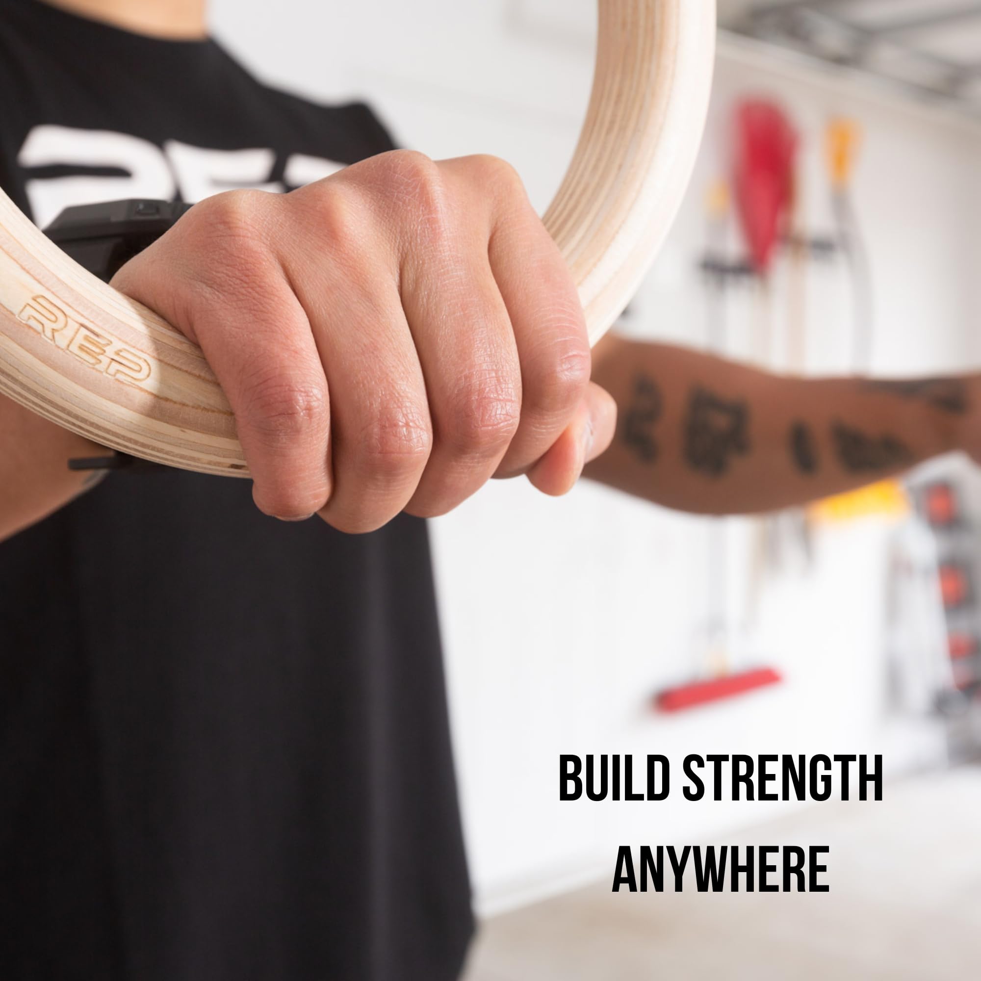 REP Fitness Wood Gymnastic Rings with Numbered Heavy Duty Adjustable Straps - Perfect for Cross-Training Workouts Gymnastics and Conditioning product thumbnail 5