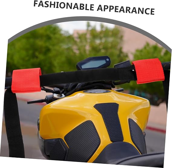 Red Nylon Soft Handlebar Straps Motorcycle Tie down Strap Set for Secure Transportation with Versatile Securing and Reliable Fabric Material