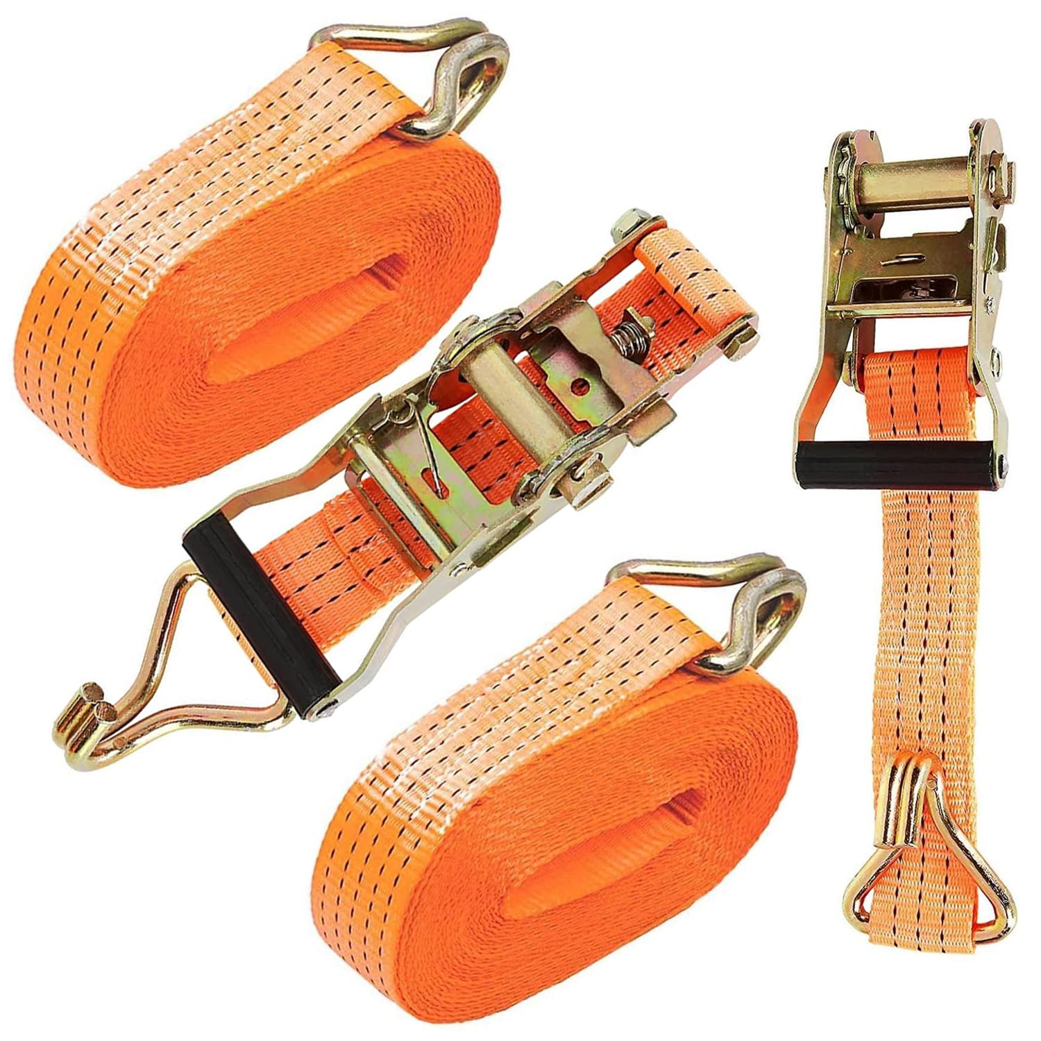 Cobenga 2 Pack Ratchet Tie Down Straps 5cm x 6m, Heavy Duty Ratchet Straps 11000lb Break Strength, Yellow Lashing Strap
