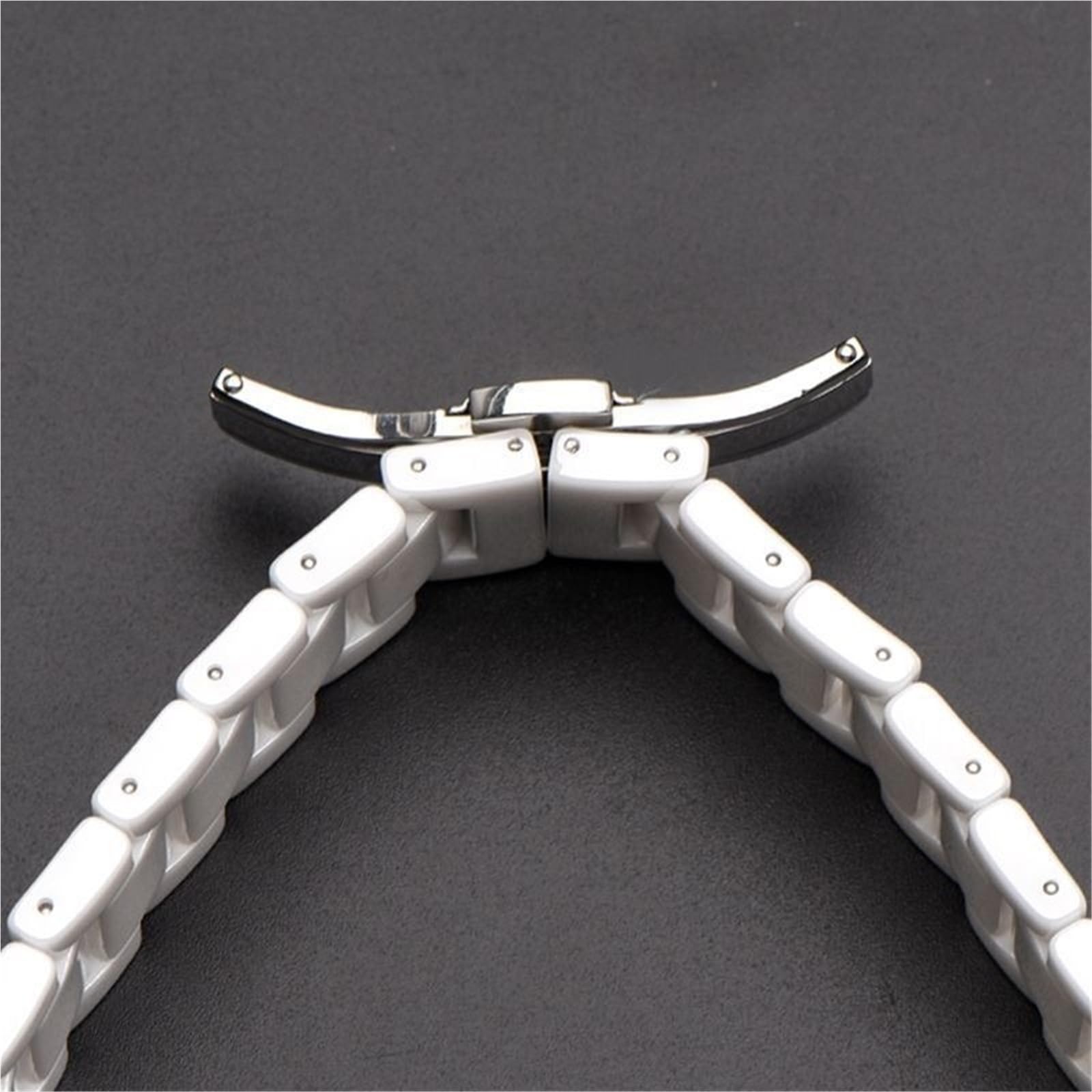 Correa de Reloj de cerámica de 14 mm, 16 mm y 18 mm for Mujer y Hombre, Repuesto Universal con Hebilla Plegable de Metal.