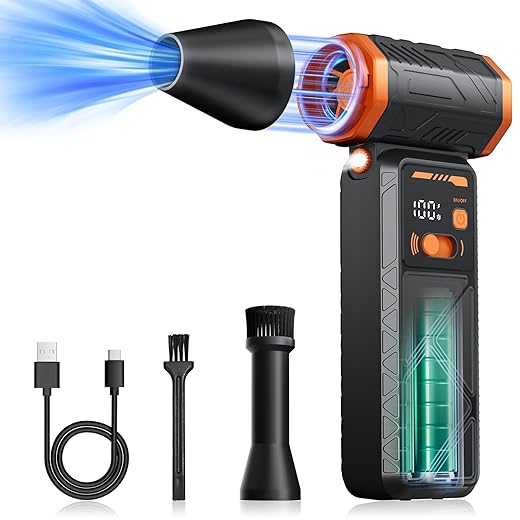 Laotiee H28 Electric Air Duster-130000RPM Cordless Electric air Duster Compressed Air Duster LED Light Adjustable Mini Blower with Type-C Charging,Dust Blower for Computer, Keyboard,House,Outdoor 