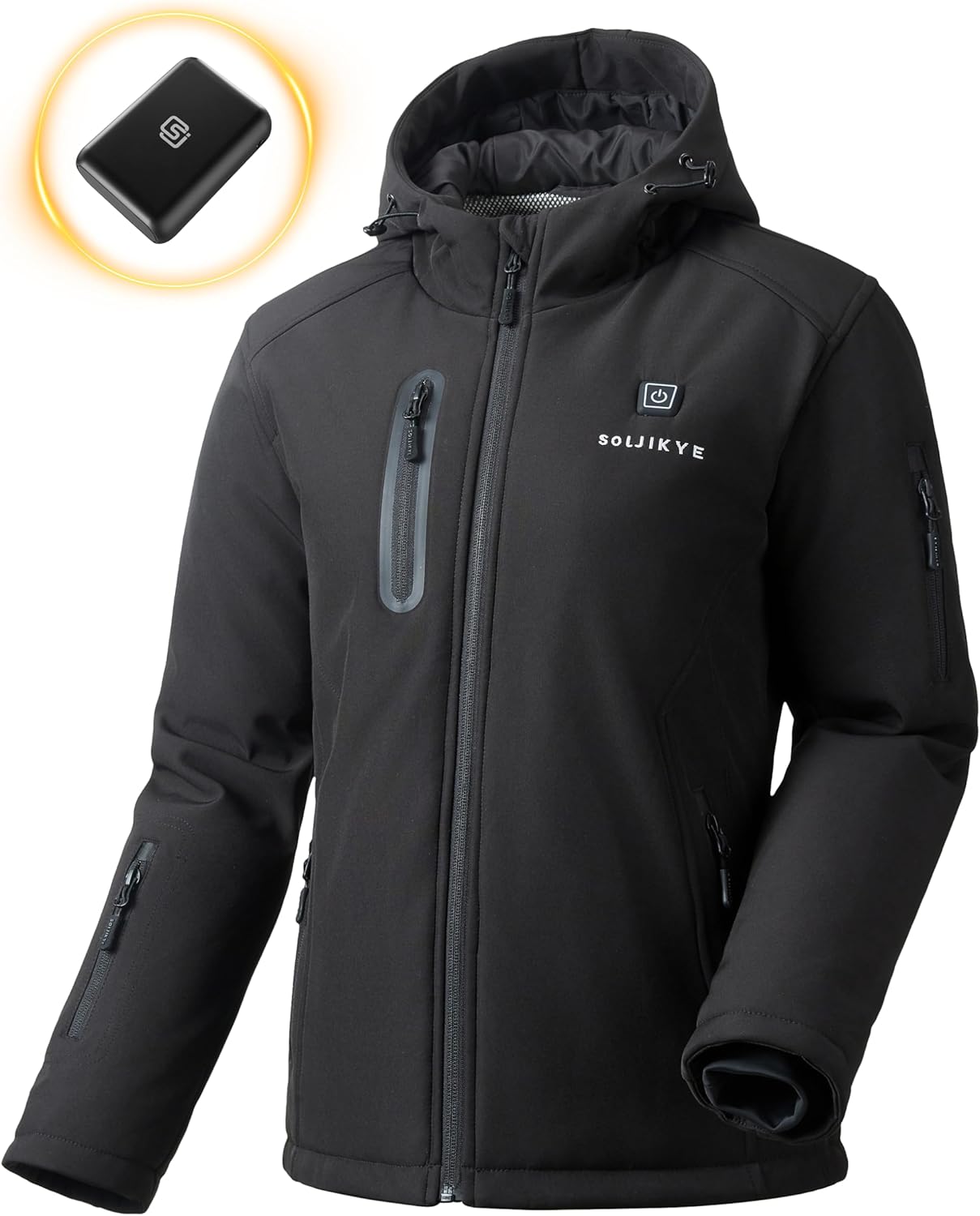 SOLJIKYE Heated Jacket for Women with 12V 20000 mAh Battery Pack, Women’s Winter Jackets Soft Shell Electric Heated Coat