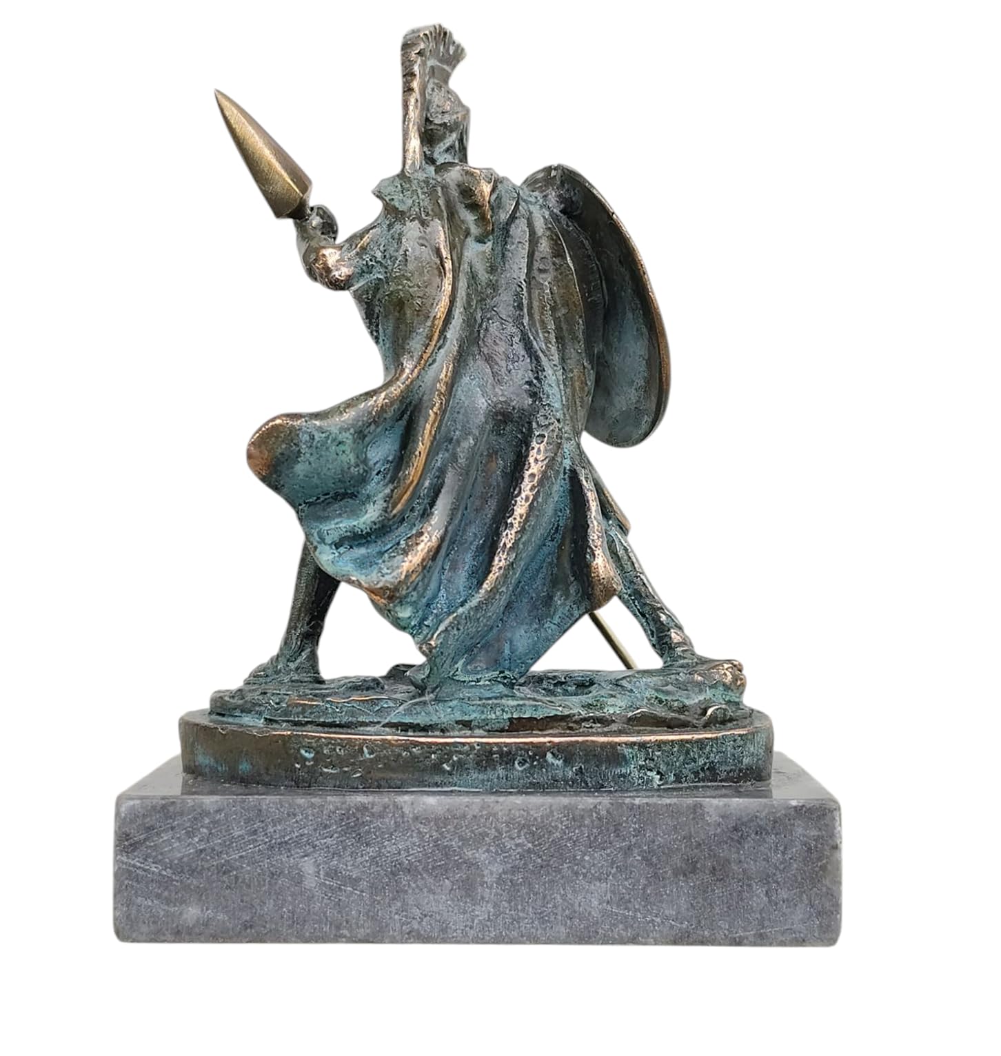 Statua in bronzo del guerriero greco della guerra di d'Achille con base in marmo, 14 cm