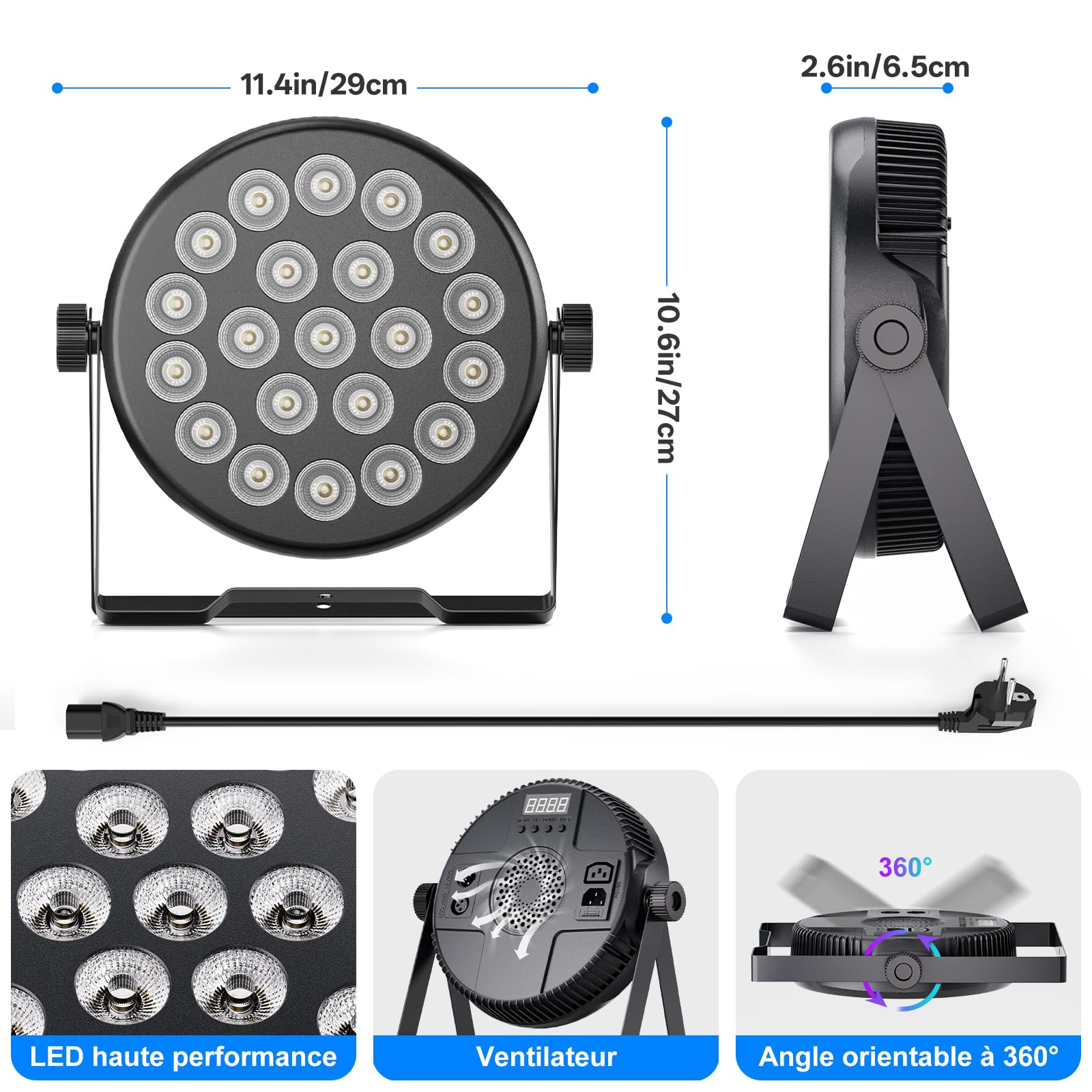 80W Par LED RGBW, 21 LEDs Lumière de Scène avec Télécommande et Son Activé, 5 Modes Jeux de Lumiere, DMX 8CH Éclairage de Scène pour Soiree Bar Mariage Noël Concerts Festivals