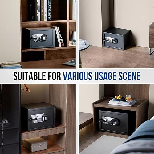 Miniatura 8 de BlackSmith Home Biometric Safe 1.0 Cub - Caja de reconocimiento de huellas dactilares con llaves, bloqueo de teclado, pantalla LCD, sistema de