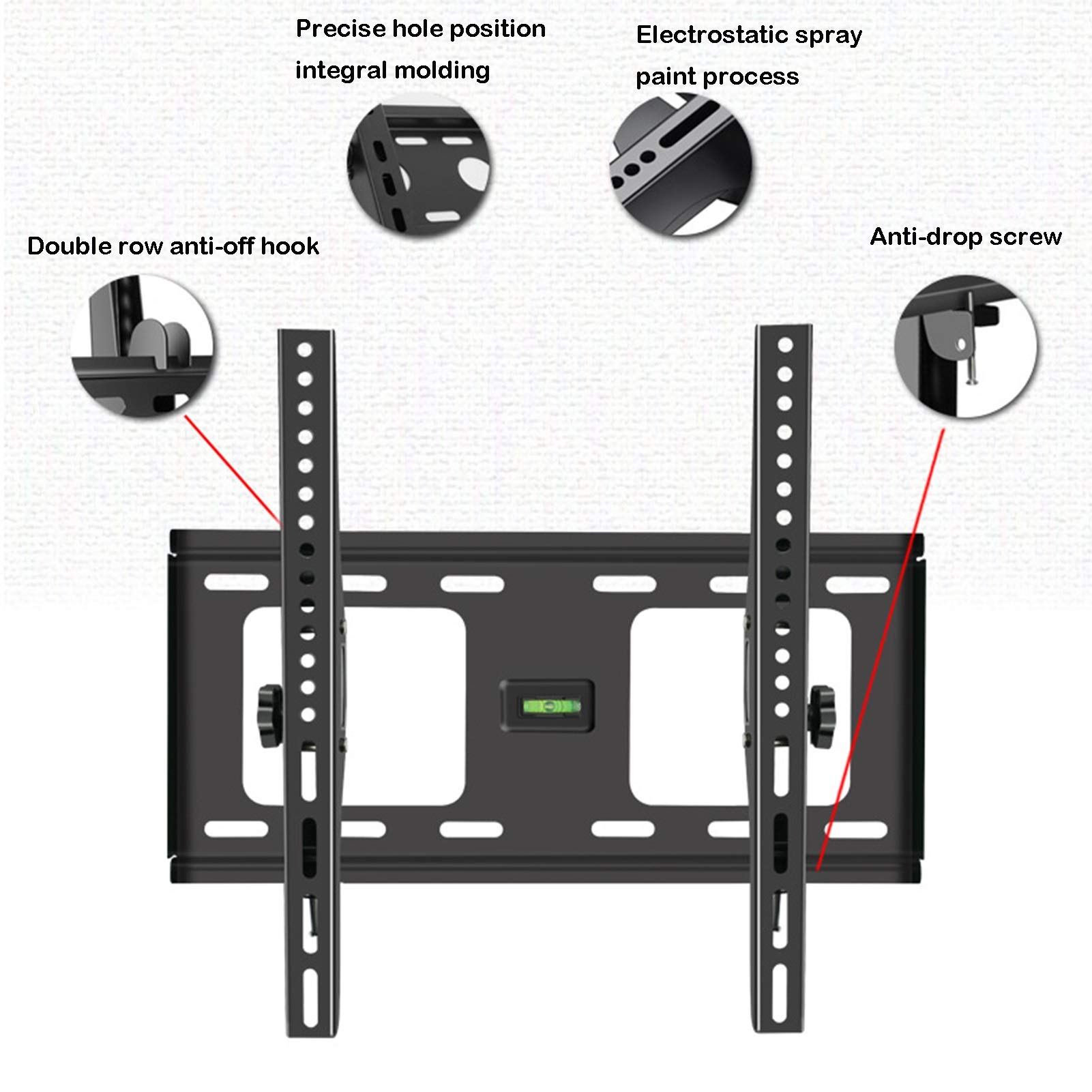 LIU- Soporte De Pared Inclinable for TV, Soporte De Fijación Universal for TV LCD LED De 26-55 Pulgadas, Ángulo Ajustable, VESA 400x400 Mm Soporta hasta 50 Kg