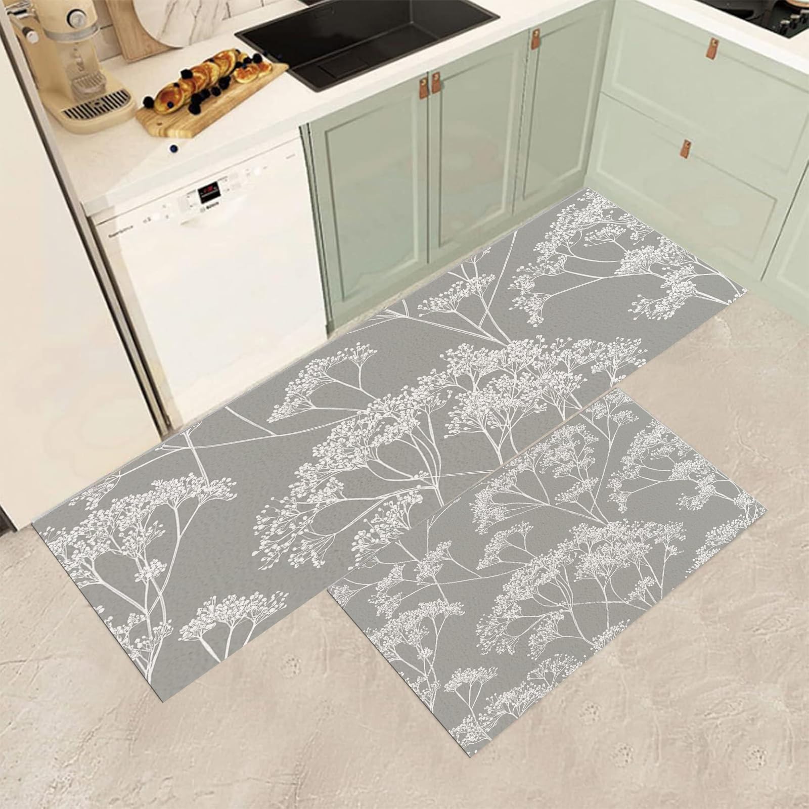 Alfombra cocina lavable para proteger el suelo mientras cocinas con el juego de tapetes grises