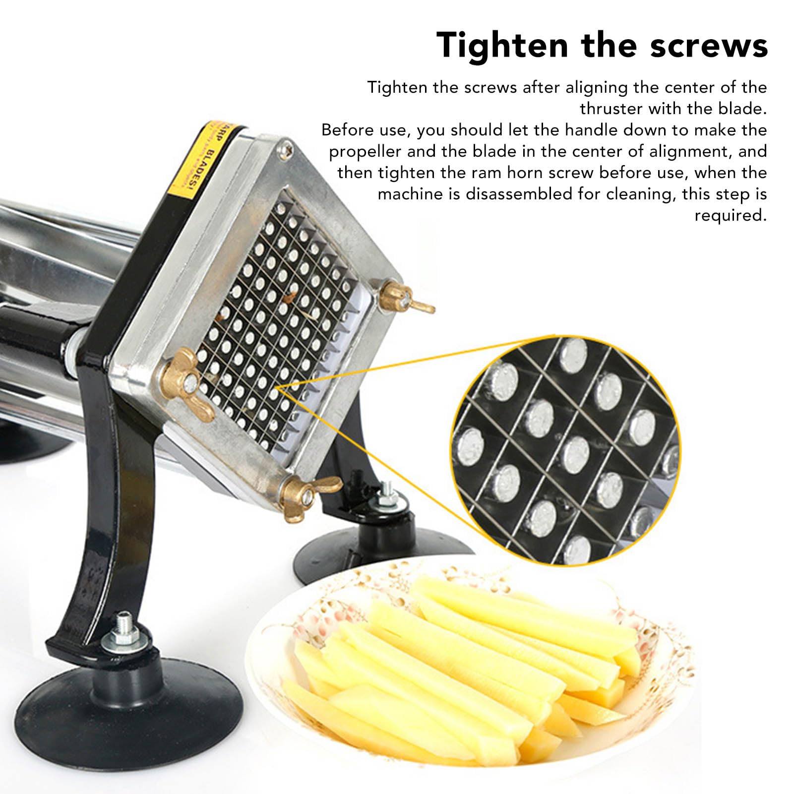 Aramox Cortador de Patatas Fritas Cortador de Patatas Comercial Manual de Aluminio con Hoja de Acero Inoxidable 13,2 X 7,9 X 13,8 Pulgadas 4 Ventosas para Cocina Casera y Preparación de Comida