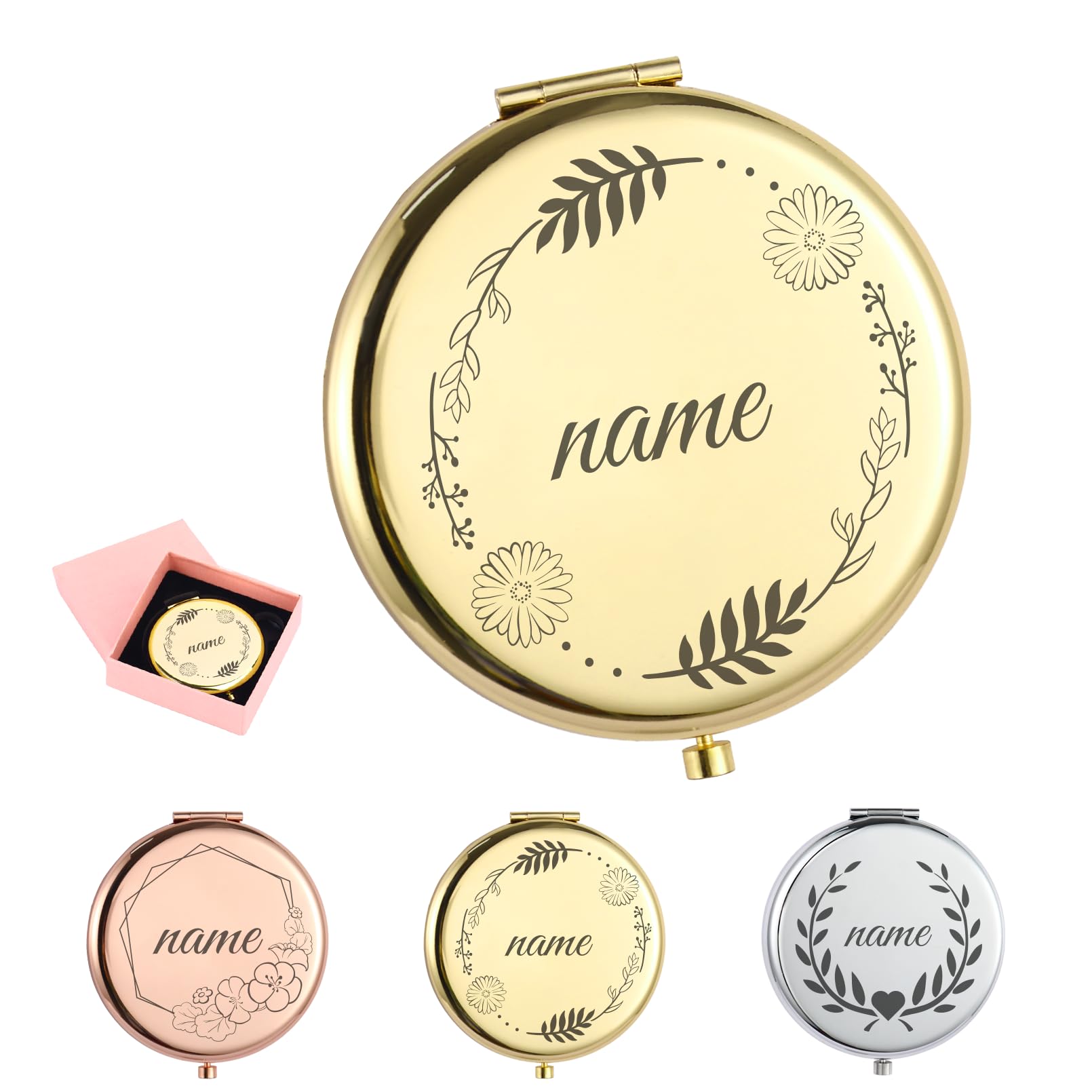 PHOENIXTANG Personalized Compact Mirror - Custom for Women's Purse, Perfect for Wedding, Christmas, Mother's Day, Granddaughters