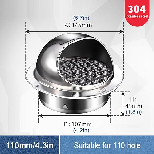 Miniatura 4 de Cubierta de chimenea de acero inoxidable, cubierta de ventilación redonda con orificio de ventilación, rejilla de ventilación con lumbreras, tapa de