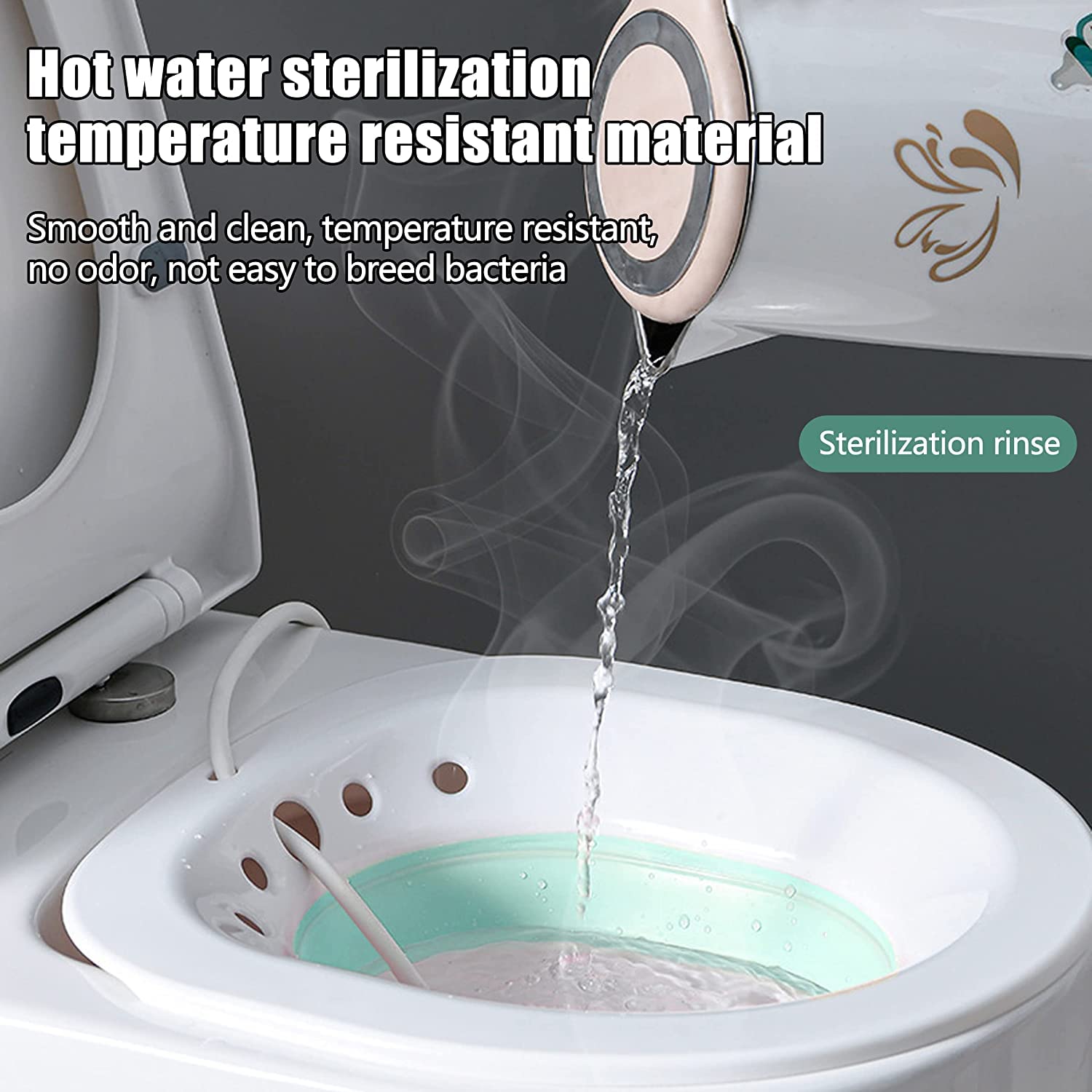 Sitz Vasca da bagno per WC, seduta seduta da bagno, per donne incinte, cura postpartum, OLIYA, adatta per WC e sedia da salotto universali (pieghevole con lavabo), con 2 ganci e 1 asciugamano.