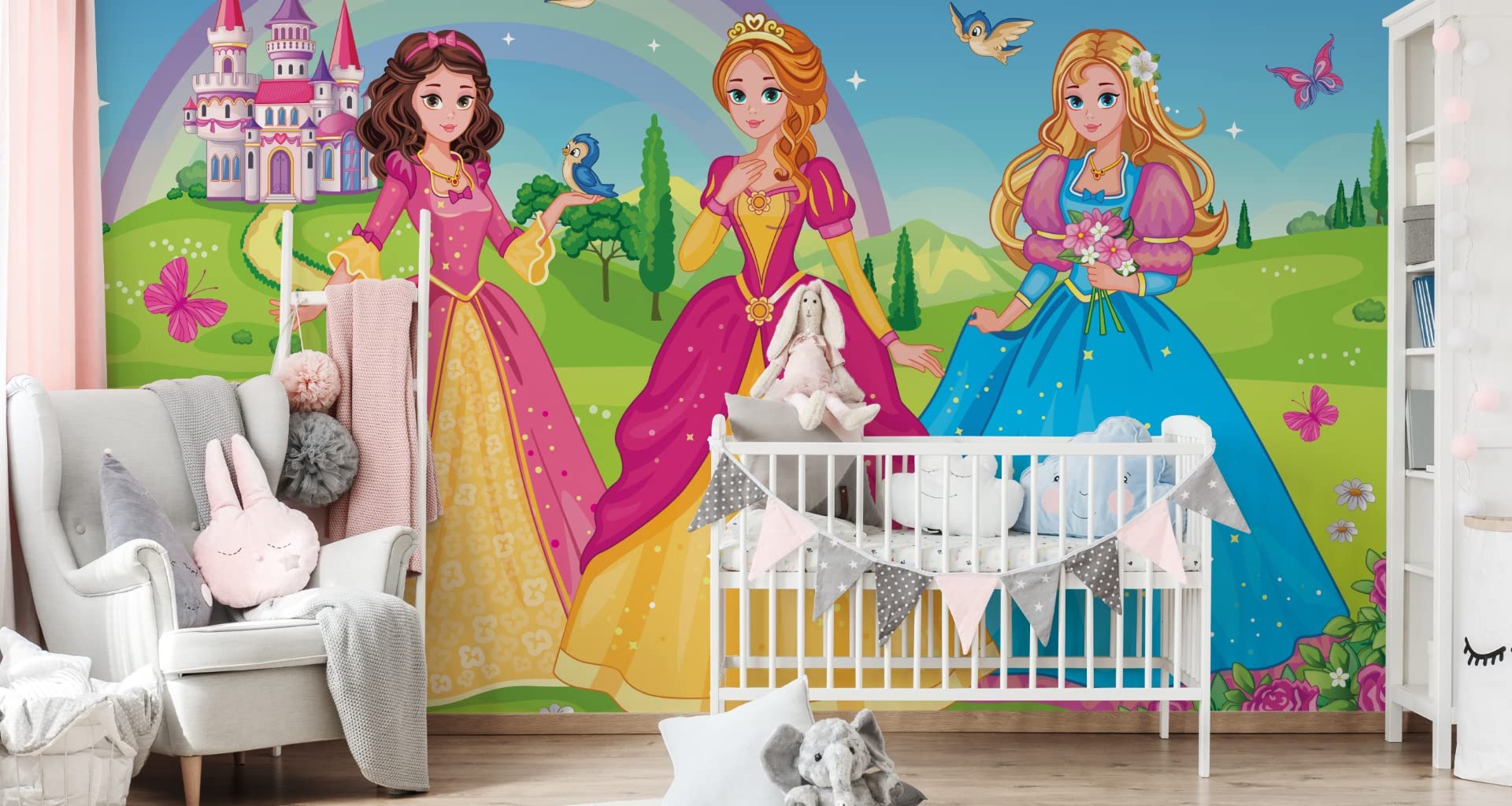 Muralo Papel Pintado Autoadhesivo Cuento, Princesas, Castillo - 520x318 cm