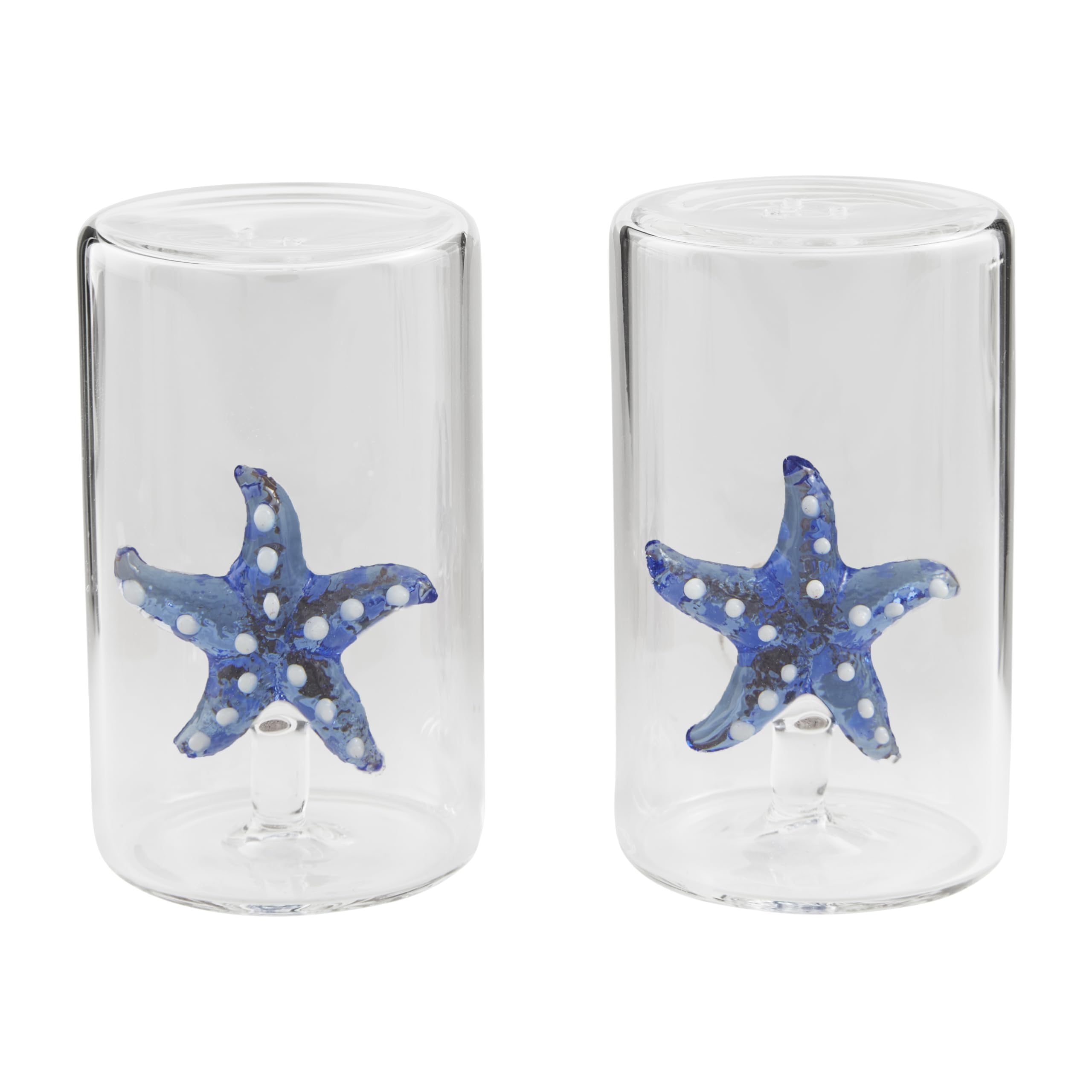 Salière poivrière en verre transparent Mud Pie compacte 4,4 cm