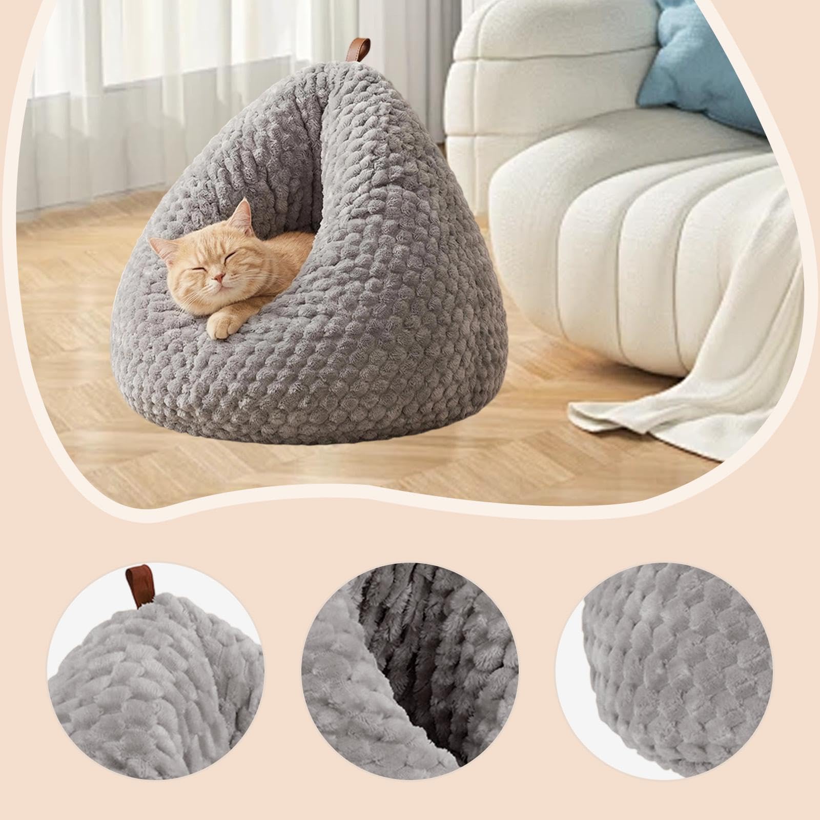 Cuccia Gatto Riscaldata Pile Di Corallo,Marrone Grigiastro