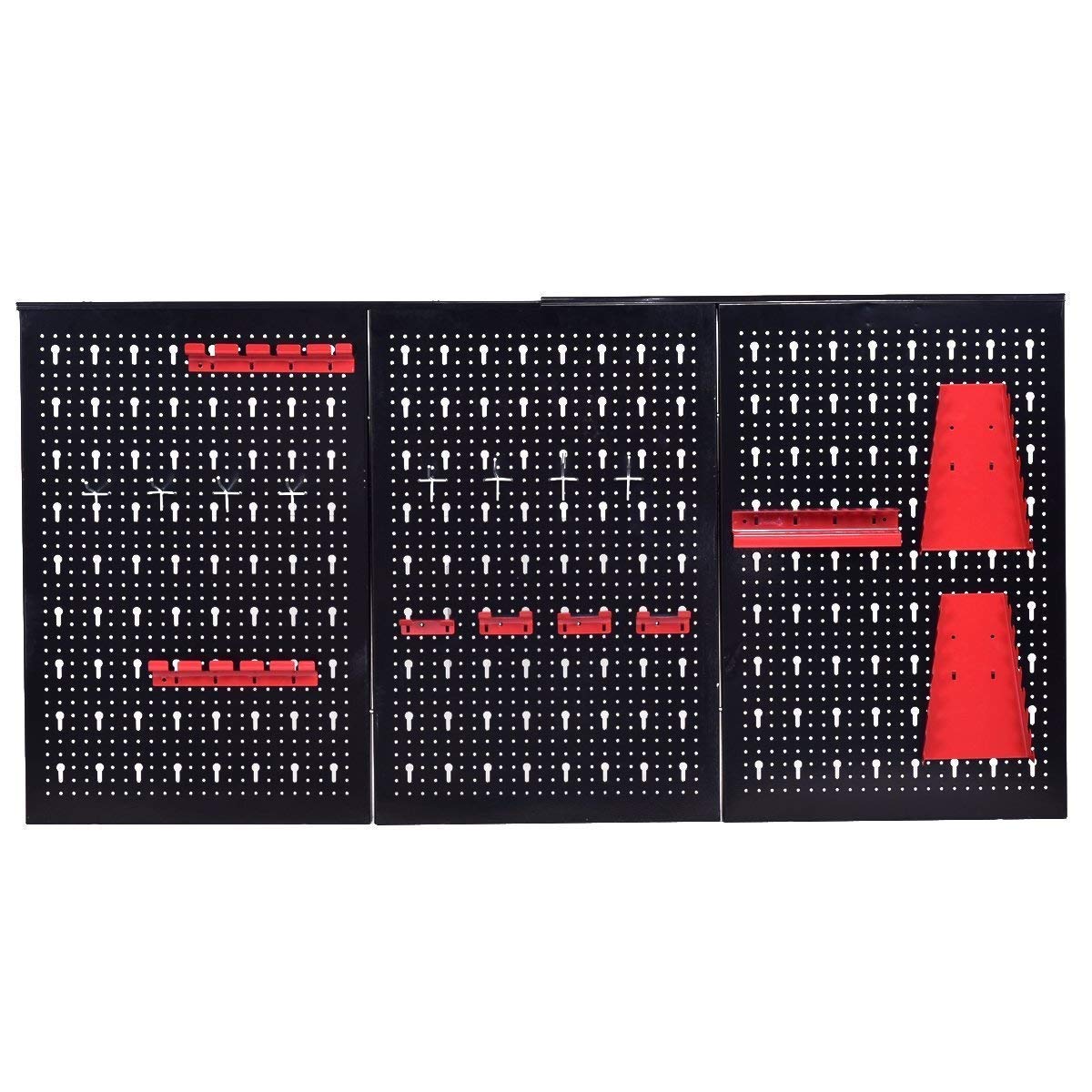 COSTWAY Pannello in Metallo Forato Portautensili Parete per Attrezzi per Officina Garage con Ganci, 120 x 60 cm