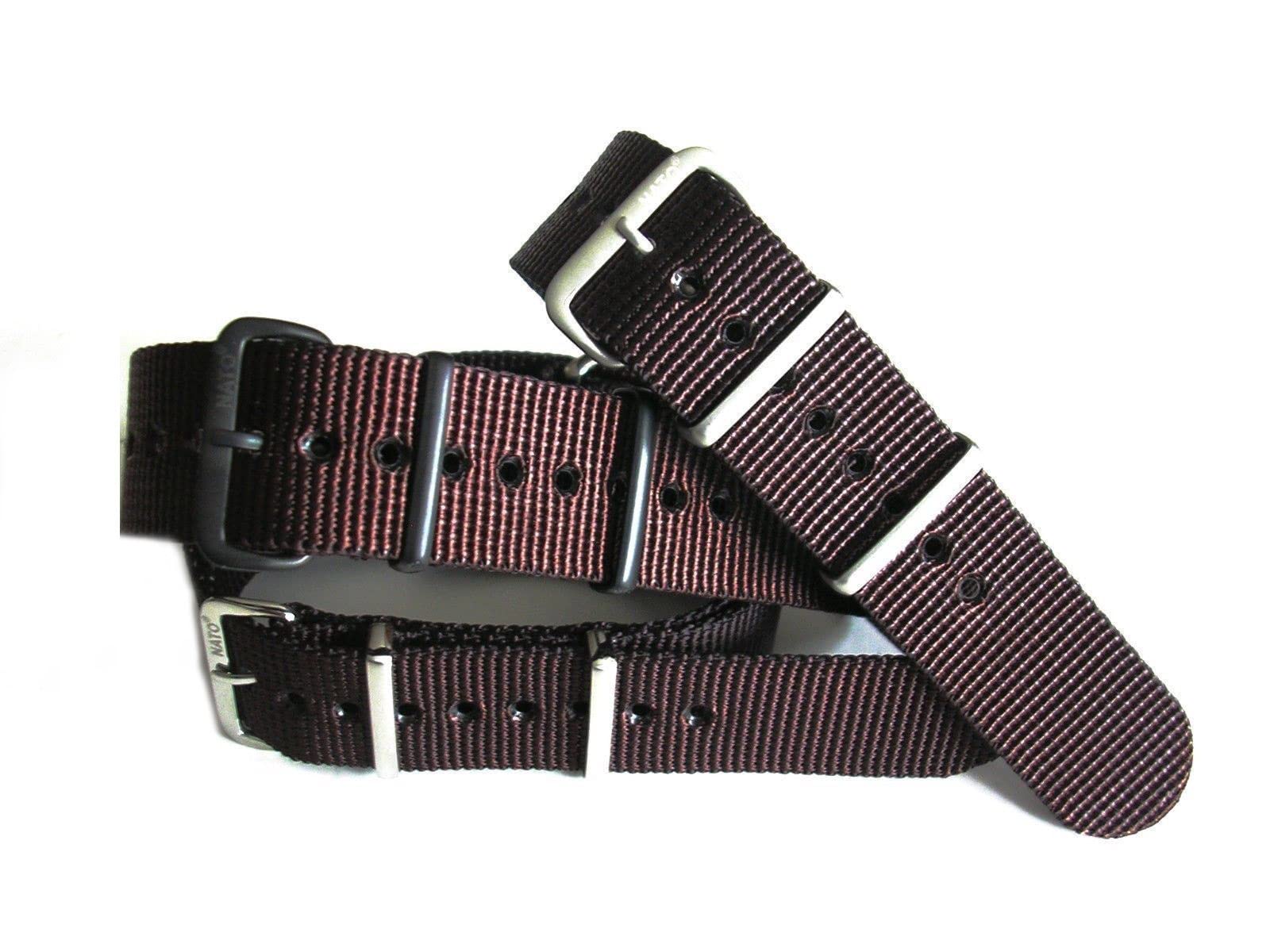 NATO Xtreme DARK BROWN Strap Heavy Ballistic G10 Nylon UTC Sport Dive Military Smart watch band USA Stock 20mm 22mm (High Polished Buckle, 22mm)
