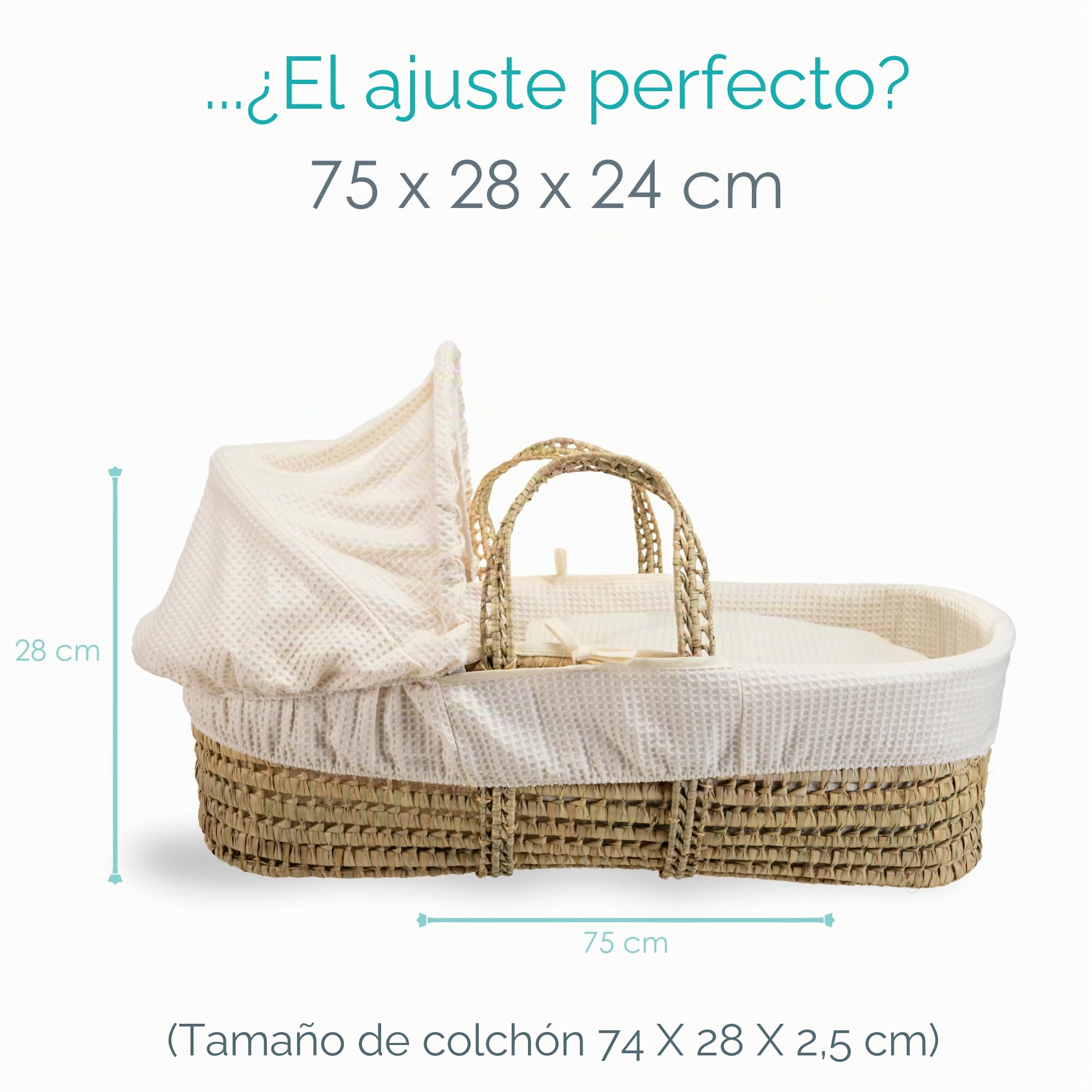Clair de Lune Moisés con Soporte Plegable Natural, 75 x 28 cm, Color Crema
